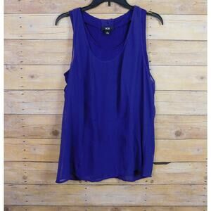 AGB Women Shirt Large Purple Sleeveless Scoop Neck Layered Flowy Tank Top